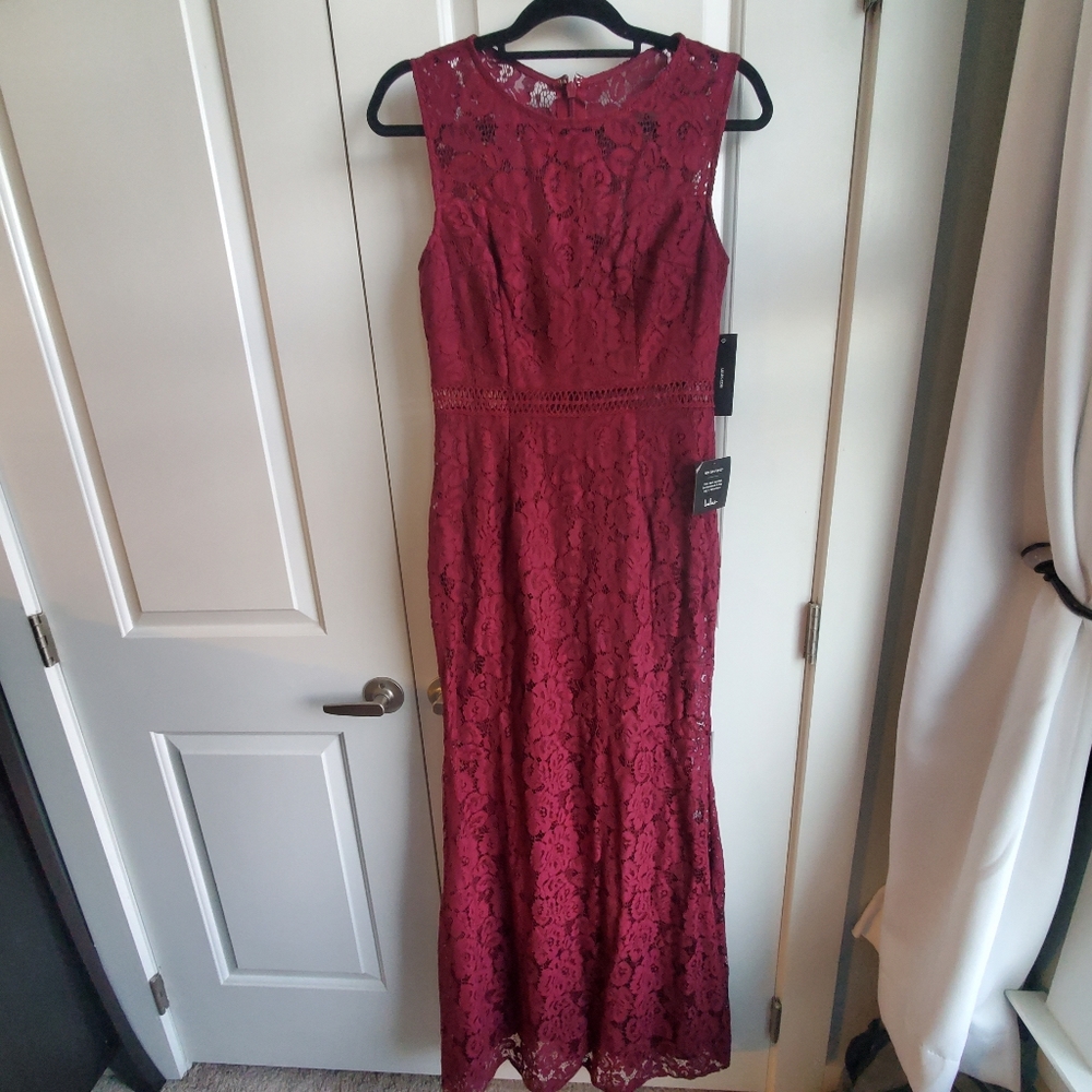 Floor length Lulu's Burgundy Formal Gown